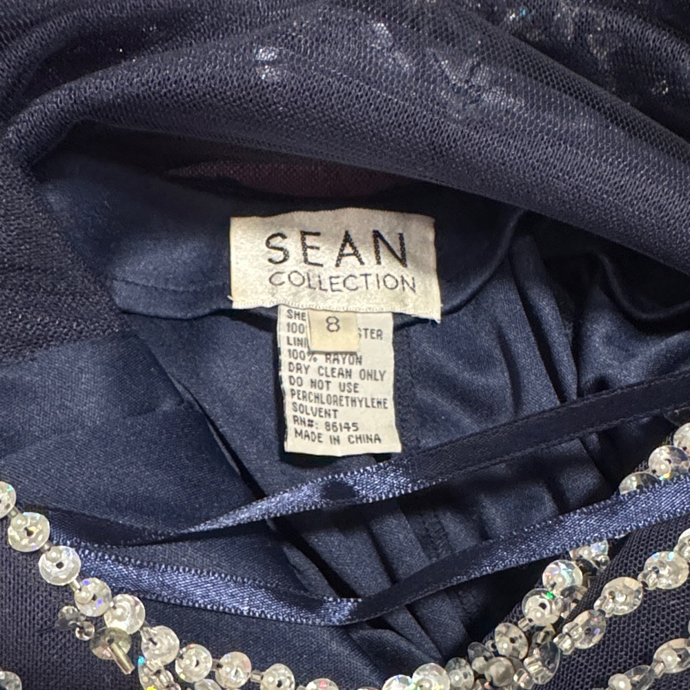 Sean Collection Midnight Blue Sequin Gown